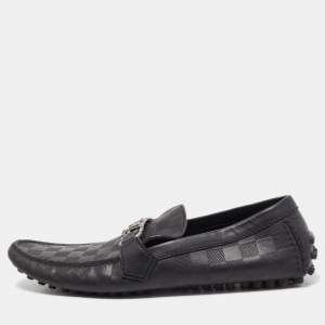 Louis Vuitton Black Leather Hockenheim Slip On Loafers Size 43