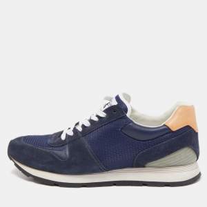 Louis Vuitton Navy Blue Mesh and Leather Abbesses Sneakers Size 43