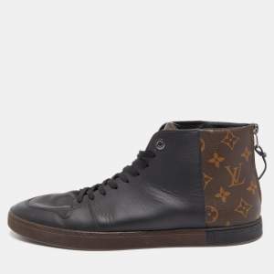 Louis Vuitton Brown/Black Monogram Canvas and Leather Line Up Sneakers Size 43.5 