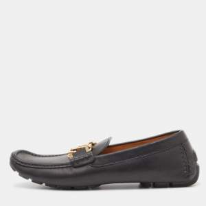 Louis vuitton Black Leather Monte Carlo Slip On Loafers Size 40.5