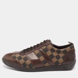 Louis Vuitton Two Tone Damier Ebene Fabric And Leather Low Top Sneakers Size 43