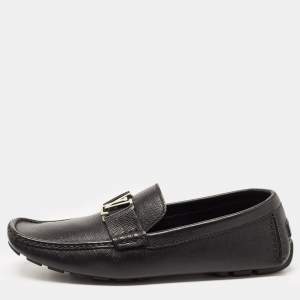 Louis Vuitton Black Leather Monte Carlo Slip On Loafers Size 43.5