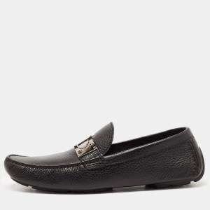 Louis Vuitton Black Leather Slip On Loafers Size 43.5