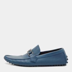 Louis Vuitton Blue Leather Hockenheim Loafers Size 43