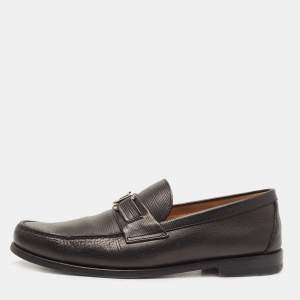 Louis Vuitton Black Leather Hockenheim Slip On Loafers Size 42.5