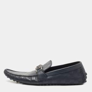Louis Vuitton Navy Leather Hockehnheim Loafers Size 43