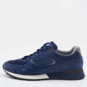 Louis Vuitton Blue Suede,Mesh and Leather Lace Up Sneakers Size 42
