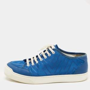 Louis Vuitton Blue Fabric and Leather Low Top Sneakers Size 42.5