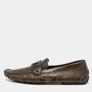 Louis Vuitton Two Tone Python Monte Carlo Loafers Size 42.5