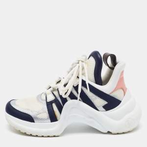 Louis Vuitton Blue/White Leather and Mesh Arclight Low Top Sneakers Size 37