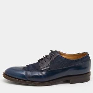 Louis Vuitton Blue Leather and Denim Lace Up Derby Size 43