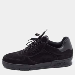 Louis Vuitton Black Leather and Suede Lace Up Sneakers Size 42