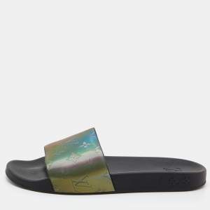  Louis Vuitton Multicolor Iridescent Monogram Rubber Waterfront Slides Size 43