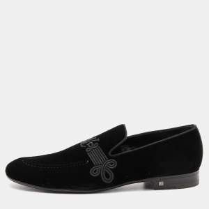 Louis Vuitton Black Velvet Slip On Loafers Size 43