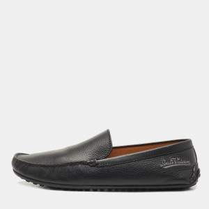 Louis Vuitton Black Leather Slip On Loafers Size 44