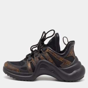 Louis Vuitton Black/Brown Mesh and Monogram Canvas Archlight Sneakers Size 41