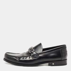 Louis Vuitton Black Leather Major Logo Slip On Loafers Size 43