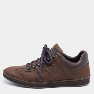 Louis Vuitton Brown Nubuck and Leather Low Top Sneakers Size 41