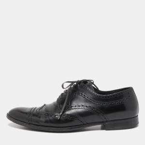 Dolce & Gabbana Black Brogue Leather Lace Up Derby Size 41