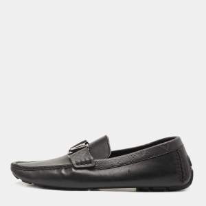 Louis Vuitton Black Monogram Canvas and Leather Monte Carlo Loafers Size 42
