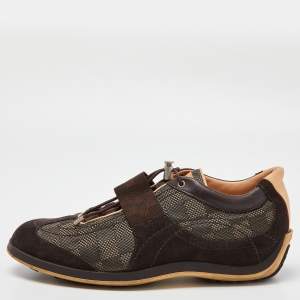 Louis Vuitton Brown Nubuck and Fabric Low Top Sneakers Size 41