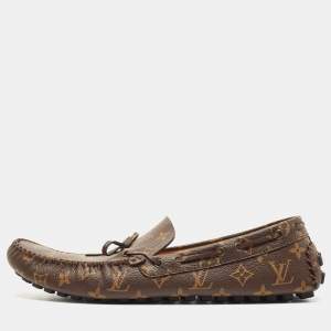 Louis Vuitton Brown Monogram Canvas Slip On Loafers Size 47