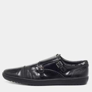 Louis Vuitton Black Leather Monk Strap Loafers Size 46 