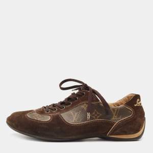 Louis Vuitton Brown Suede and Monogram Canvas Energie Sneakers Size 41.5 