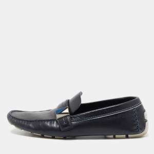 Louis Vuitton Black Leather Slip On Loafers Size 43