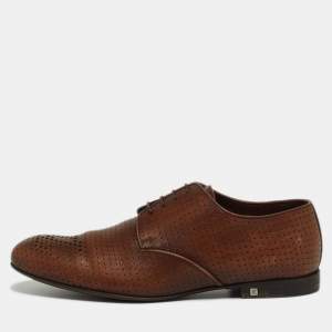 Louis Vuitton Brown Perforated Leather Lace Up Derby Size 40