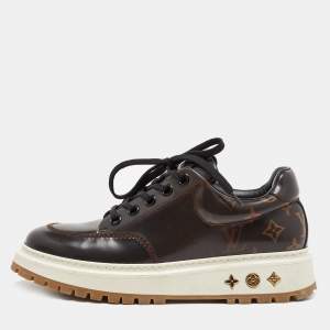 Louis Vuitton X NBA Brown Patent Leather Abbesses Derby Sneakers Size 41.5