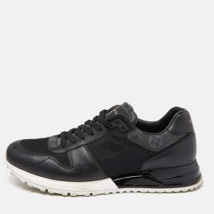 Louis Vuitton Black Leather and Mesh Run Away Sneakers Size 41.5