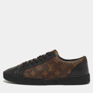 Louis Vuitton Brown/Black Monogram Canvas and Leather Match Up Sneakers Size 42.5