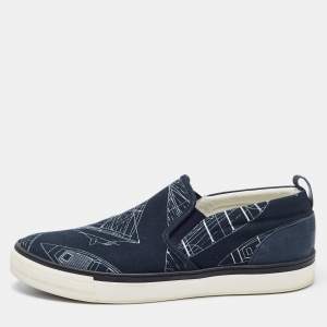 Louis Vuitton Navy Blue Canvas Victory Boats Slip On Sneakers Size 43.5 