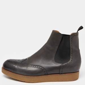 Louis Vuitton Grey Brogue Leather Chelsea Boots Size 42.5