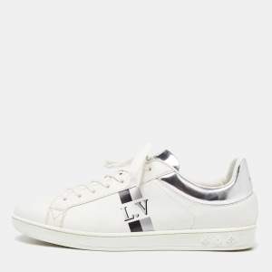 Louis Vuitton White/Silver Leather Luxembourg Sneakers Size 42
