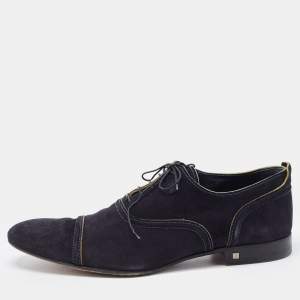 Louis Vuitton Navy Blue Suede Lace Up Oxford Size 43.5