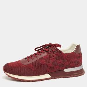 Louis Vuitton Burgundy Knit Fabric and Leather Run Away Sneakers Size 42.5 