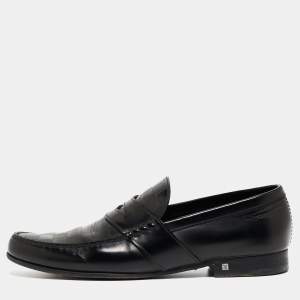 Louis Vuitton Black Damier Leather Santiago Loafers Size 43