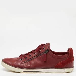 Louis Vuitton Burgundy Damier Embossed Leather Challenge Zip Up Sneakers Size 46