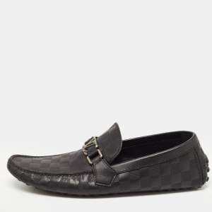 Louis Vuitton Black Damier Embossed Leather Hockenheim Loafers Size 43