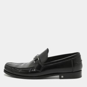 Louis Vuitton Black Leather Hockenheim Loafers Size 44
