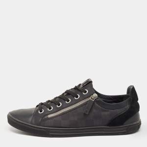 Louis Vuitton Black Damier Ebene Nylon and Leather Sneakers Size 43