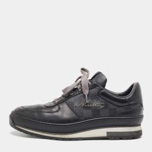 Louis Vuitton Black/Grey Damier Graphite Canvas & Leather Harlem Low-Top Sneakers Size 41.5
