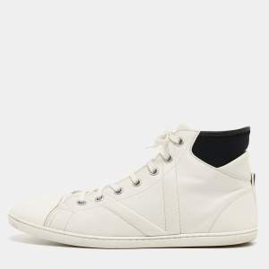 Louis Vuitton White/Black Leather Trainer High Top Sneakers Size 42.5 