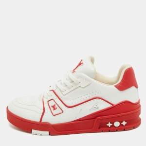 حذاء رياضي لوي فيتون  LV ترينر جلد أحمر/أبيض مقاس 39.5 