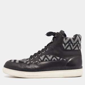 Louis Vuitton Black/Grey Fabric and Leather Trainer High Top Sneakers Size  44