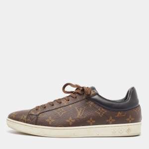Louis Vuitton Brown Monogram Canvas And Leather Frontrow Sneakers Size 42