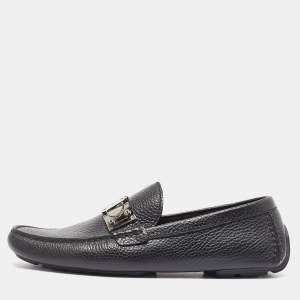 Louis Vuitton Black Leather Racetrack Slip On Loafers Size 42.5