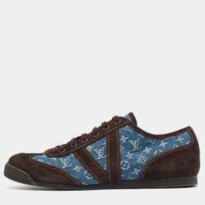 Louis Vuitton Brown Suede And Monogram Canvas Energie Low Top Sneakers Size 41.5
